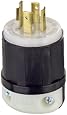 Leviton 2431 20 Amp, 480 Volt 3-phase, NEMA L16-20P, 3P, 4W, Locking Plug, Industrial Grade, Grounding - Black-White