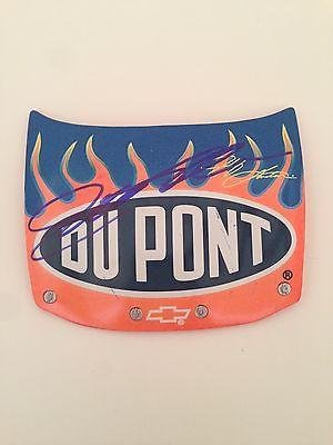 Jeff Gordon NASCAR Dupont Racing Flames Pepsi Signed 4x4 Plastic Hood #15 - Autographed NASCAR Miscellaneous Items