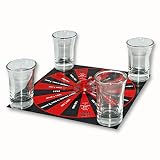 Trink-Spiel Spin a Drink aus Glas, 4 Stamper, Glasbrett
