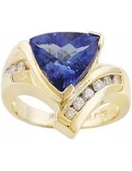 18K Yellow Gold Tanzanite and Diamond Ring -- LIFETIME WARRANTY