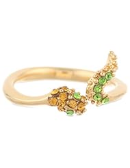 KARA by Kara Ross Crystal Snake Band, Gold with Orange and Green Crystals Ring, Size 7