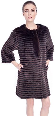 QDFUR Women's Mink Fur Coat With Sheared Rex Rabbit Overcoat Yarn Lining