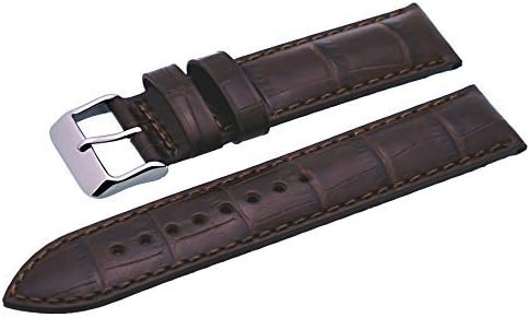 Italian Design #ITAL331 22mm Brown Patterned Padded Genuine Leather Replacement Strap