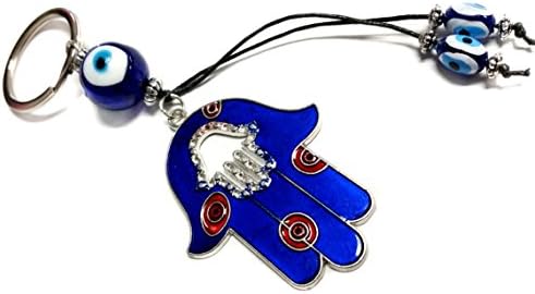 Betterdecor Blue Evil Eye Hamsa Key Ring for Protection-040 (with a Pouch)