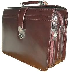 Burgundy Leather Top Opening Lawyer Briefcase Laptop