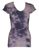 41jxt4JGRbL. SL160  Tie Dye Shirt Purple Base with White Tone Color V Neck