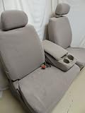 Exact Seat Covers, T787 N3, Custom Exact Fit Seat Covers Designed For 2000-2004 Toyota Tundra Front 40/60 Split Seats with Fold Down Console. Taupe Velour