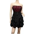 Plus Size Sequined Princess Ruffle Dress Black Red