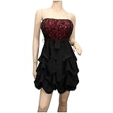 Plus Size Sequined Princess Ruffle Dress Black Red - 3X