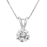 Platinum Round Basket Setting 3-Prong Diamond Solitaire Pendant (1/4 ct, G-H Color, VS1-VS2 Clarity), 18