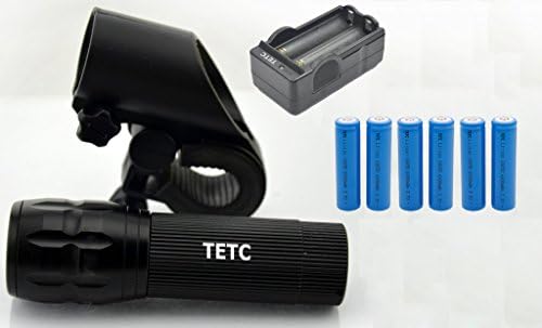 TETC Q5 CREE 240 Lumen LED Bike Bicycle Headlight Torch +1 x Torch Bicycle Holder +6 x 6800mAh 18650 batteries + dual charger
