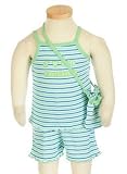 Bebini Striped Cotton Knit Tank & Shorts Set with Lettice Edge