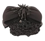Caravan Dangling Cluster Beads In Center Of Fabric Bow Barrette Plus Hanging Snood