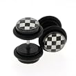 Fake Acrylic Plugs - Black Checker Board 16g Wire; 8mm - Sold as a Pair