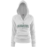 NCAA Michigan State Spartans Ladies White Rugby Distressed Deep V-neck Hoody Sweatshirt