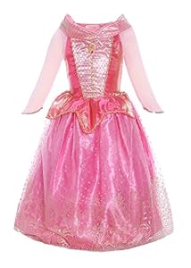 ReliBeauty Girls Princess Aurora Dress Costume (5, Pink)