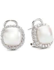 Majorica 9mm White Mabe Pearl with Cubic Zirconia Jacket Earrings