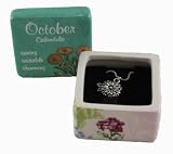 Flower Of The Month Keepsake Box & Necklace - October Jewelry Box and Necklace