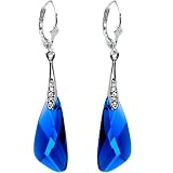 Handcrafted Sapphire Blue Austrian Crystal Inspire Earrings MADE WITH SWAROVSKI ELEMENTS