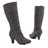 Damen Schuhe, STIEFEL, BOOTS, 3556-2B, Synthetik in hochwertiger Leder Optik, Grau, Gr 40