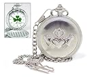 Irish Claddagh Pocketwatch Sterling Silver Plated Heart Lined Watch