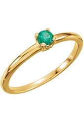14k Yellow Genuine Emerald "May" Youth Birthstone Ring