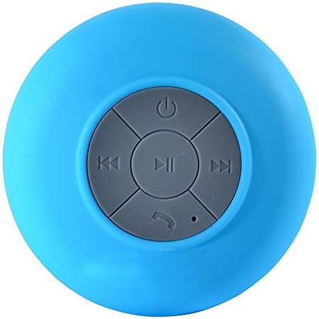 Water Resistant Bluetooth 3.0 Shower Speaker (FM Radio Included), Handsfree Portable Speakerphone with Built-in Mic, 6hrs of playtime, Control Buttons and Dedicated Suction Cup for Showers, Bathroom, Pool, Boat, Car, Beach, &amp; Outdoor Use, Blue