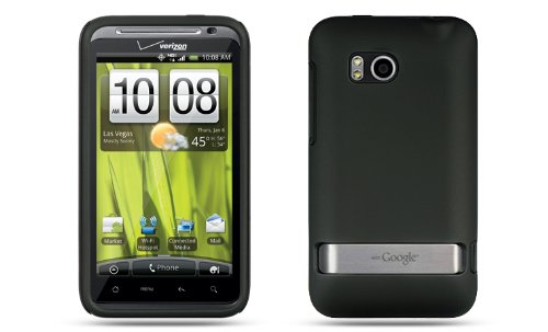 Hybrid Hard Snap on BLACK MIX Rubber with Flexi BLACK Skin Sleeve Faceplate Cover Case for HTC 6400 INCREDIBLE HD/THUNDERBOLT [WCF695]