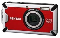 Pentax Optio W80 Digitalkamera (12,1 Megapixel, 5-fach opt. Zoom, 6,4 cm (2,5 Zoll) Display, bis 5m wasserdicht nach IP70) rot