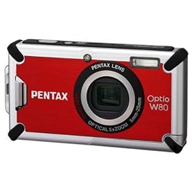 Pentax Optio W80� Digital Camera - Cardinal Red (12MP, 5 x Optical Zoom) 2.5 inch Screen
