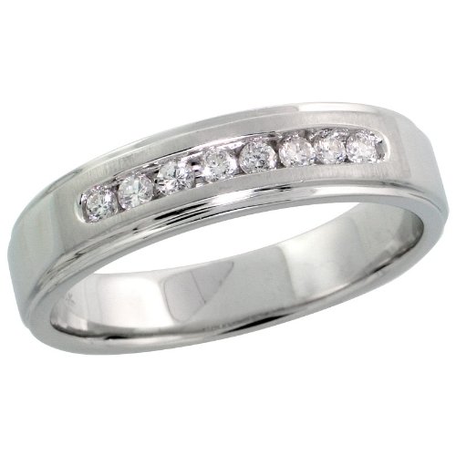 14k White Gold Menâs Diamond Band, w 0.29 Carat Brilliant Cut ... 14k White Gold Menâs Diamond Band, w 0.29 Carat Brilliant Cut ...