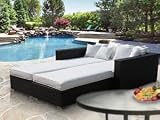 41jyJLbUC%2BL. SL160  Outdoor Patio Wicker 4 piece Outdoor Daybed Set with Pillows   Espresso/white   All Weather & Free Shipping!