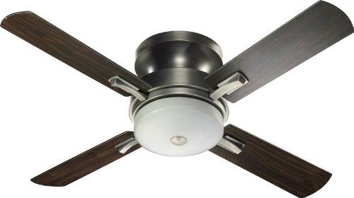 Quorum Fans 65524-92 52″ Davenport Flush Mount Antique Silver Ceiling Fan w/ Light & Wall Ctrl