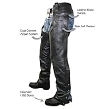 Xelement Men's Classic Braided Elastic Fit Leather Chaps