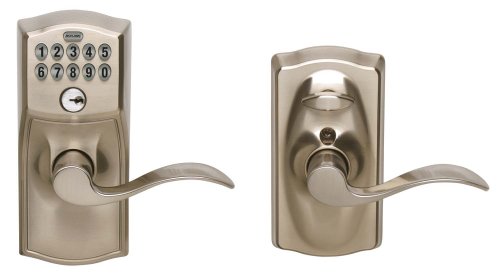 Schlage FE595VCAM619ACC Camelot Keypad Entry Lever Door Lock, Satin Nickel"