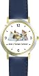 Jack (Parsons) Russell Terrier and Orange Tabby Kitten JP Dog - WATCHBUDDY&reg; DELUXE TWO-TONE THEME WATCH - Arabic Numbers - Blue Leather Strap-Children's Size-Small ( Boy's Size & Girl's Size )