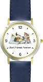 Jack (Parsons) Russell Terrier and Orange Tabby Kitten JP Dog - WATCHBUDDY&reg; DELUXE TWO-TONE THEME WATCH - Arabic Numbers - Blue Leather Strap-Children's Size-Small ( Boy's Size & Girl's Size )