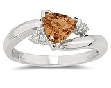 .75ct Trillion Cut Citrine and Diamond Ring in 14K White Gold