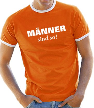 Touchlines Herren Kontrast / Ringer T-Shirt M&auml;nner sind so!, orange/white, XXL, B5102 Preisvergleich