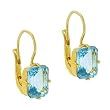 Large 24k Gold vermeil Genuine Blue Topaz stone LeverBack Lever Back Earrings