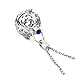 Elegant Lava Stone Aromatherapy Gem Essential Oil Diffuser Orb Necklace w/ Sapphire Jewel + Bead Set (29-inch chain)