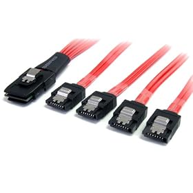 Startech.com 50cm Serial Attached SCSI SAS Cable - SFF-8087 to 4x Latching SATA