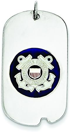 Sterling Silver US Coast Guard Dog Tag Charm - JewelryWeb