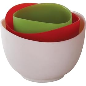 iSi Basics Flexible Silicone Prep Bowls, Set of 3, Red, White, Wasabi by iSi