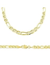 14k Solid Gold Figaro Figarucci Chain Necklace 6mm 22"