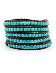 Chan Luu Turquoise Wrap Bracelet on Brown Leather