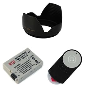 EZOPower Replacement LP-E5 Battery 1080MAH EZCBA16 + RC-6 Remote Control Cord + 58mm Flower Tulip Lens Hood for Canon EOS Rebel T1i/500D, XSi/450D SLR Digital Cameras