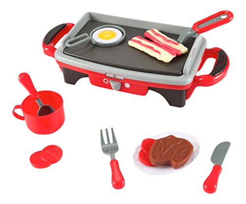 Breakfast Griddle Electric Stove Play Food Kitchen Grill Set for Kids