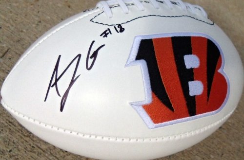 AJ GREEN SIGNED AUTOGRAPHED FOOTBALL CINCINNATI BENGALS COA + HOLOGRAM