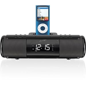iLive ISP209B Portable Speaker System with Alarm Clock and Dock for iPod and iPhone (Black)
